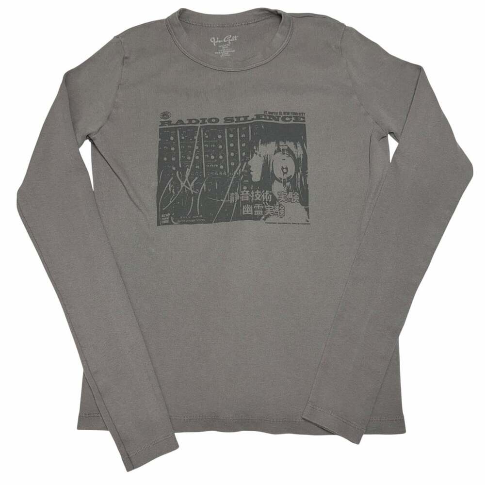 Brandy Melville John Galt Radio Silence Long Sleeve Top Grey